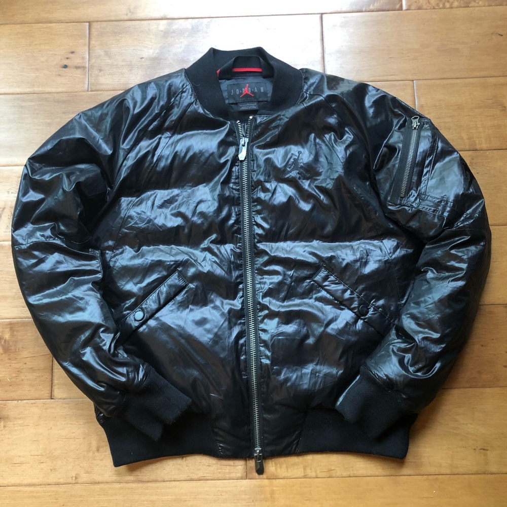 Jordan Puffy Bomber Jacket - Black Womens Large